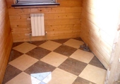 Укладка плитки в ванной деревянного дома