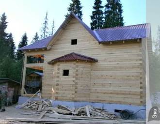Строительство деревянного дома из бруса по проекту Д-16