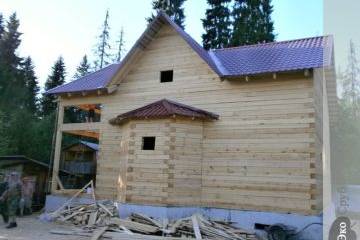 Строительство деревянного дома из бруса по проекту Д-16