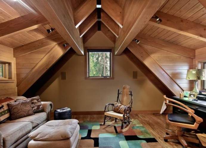 Потолок в деревянном доме с балками (60 фото)